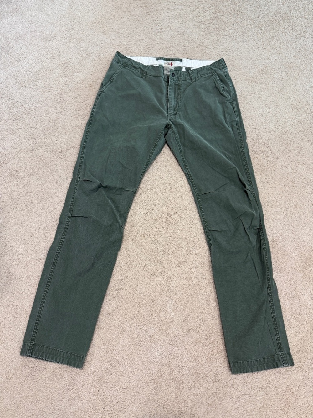 Relwen Canvas Tapered Leg Chino Pants - Olive - Size 34R